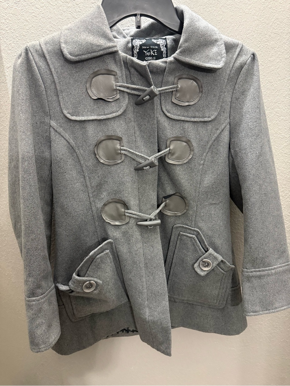 YoKi Girls Gray Toggle Pea Coat